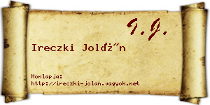 Ireczki Jolán névjegykártya